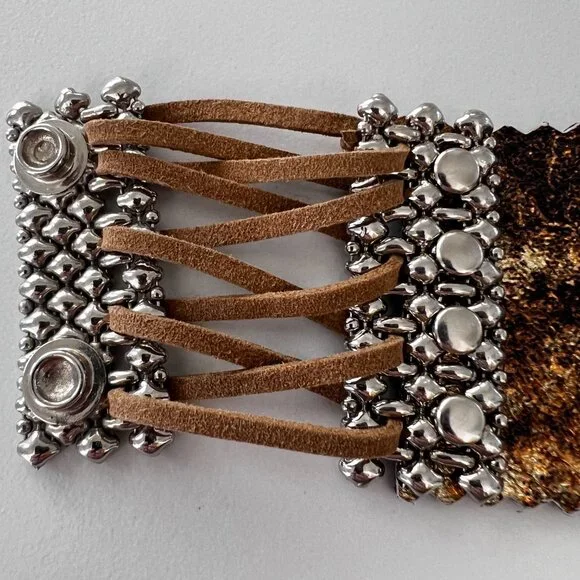 Sergio Gutierrez /Liquid Metal Leather Bracelet - Picture 4 of 7